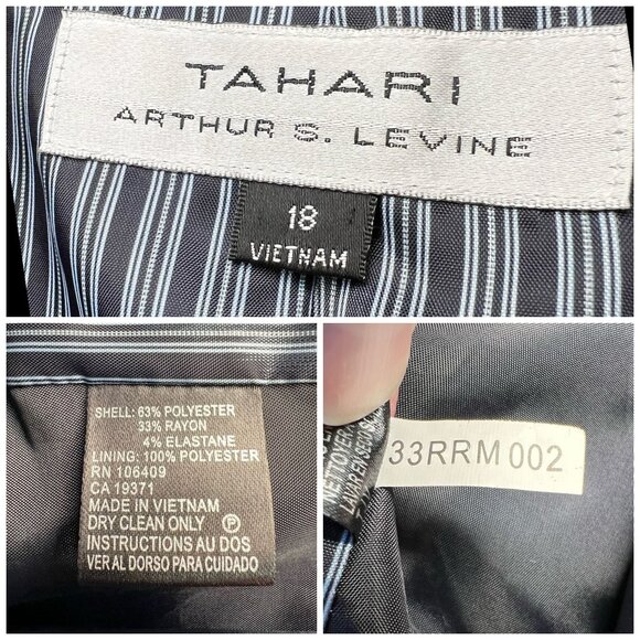 Tahari Arthur S. Levine Navy Blue Blazer Jacket Size 18 - Picture 3 of 11